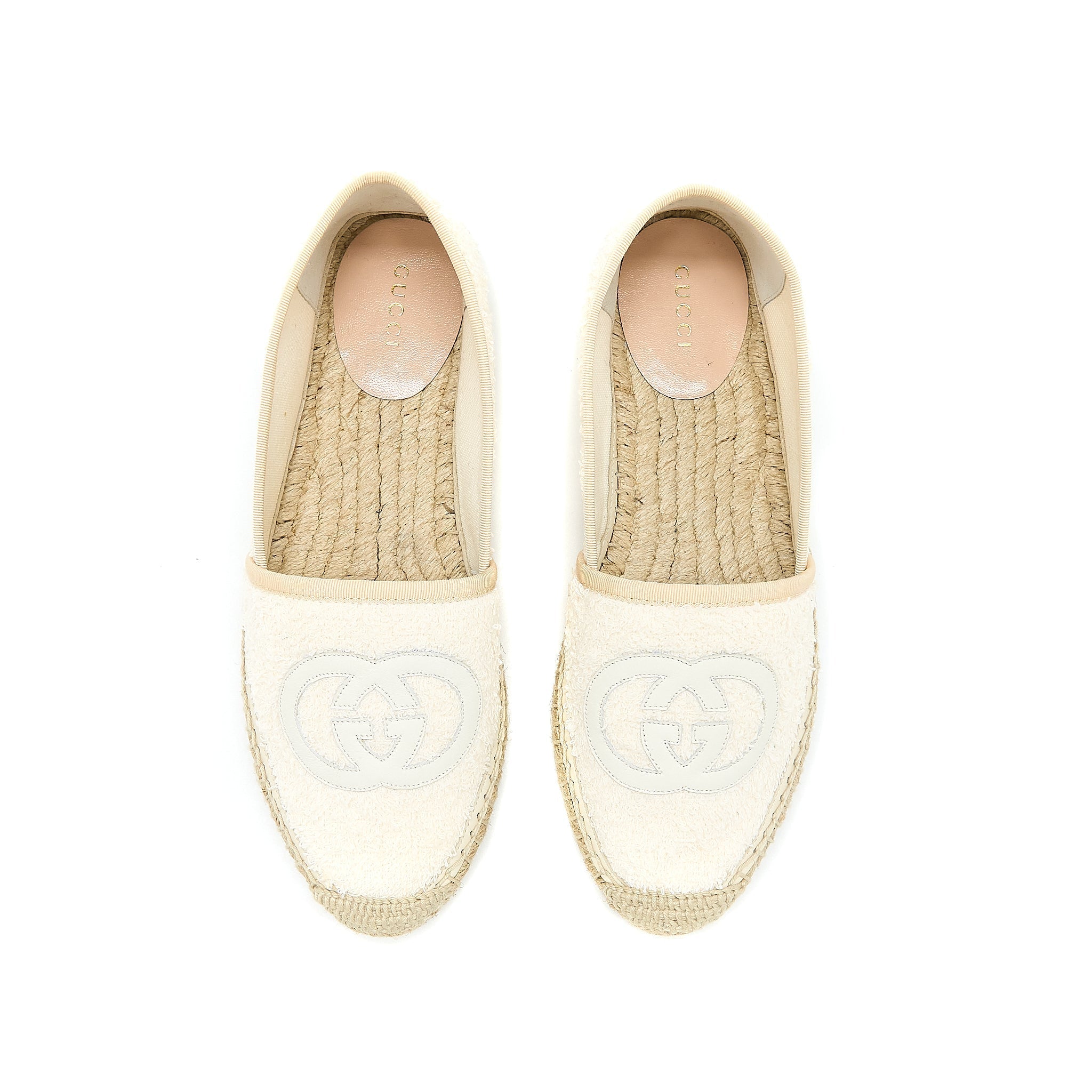 Gucci Size 37.5 Espadrilles Cotton / Tweed White