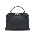 Fendi Peekaboo Tote Bag Grained Calfskin Black SHW