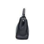 Fendi Peekaboo Tote Bag Grained Calfskin Black SHW