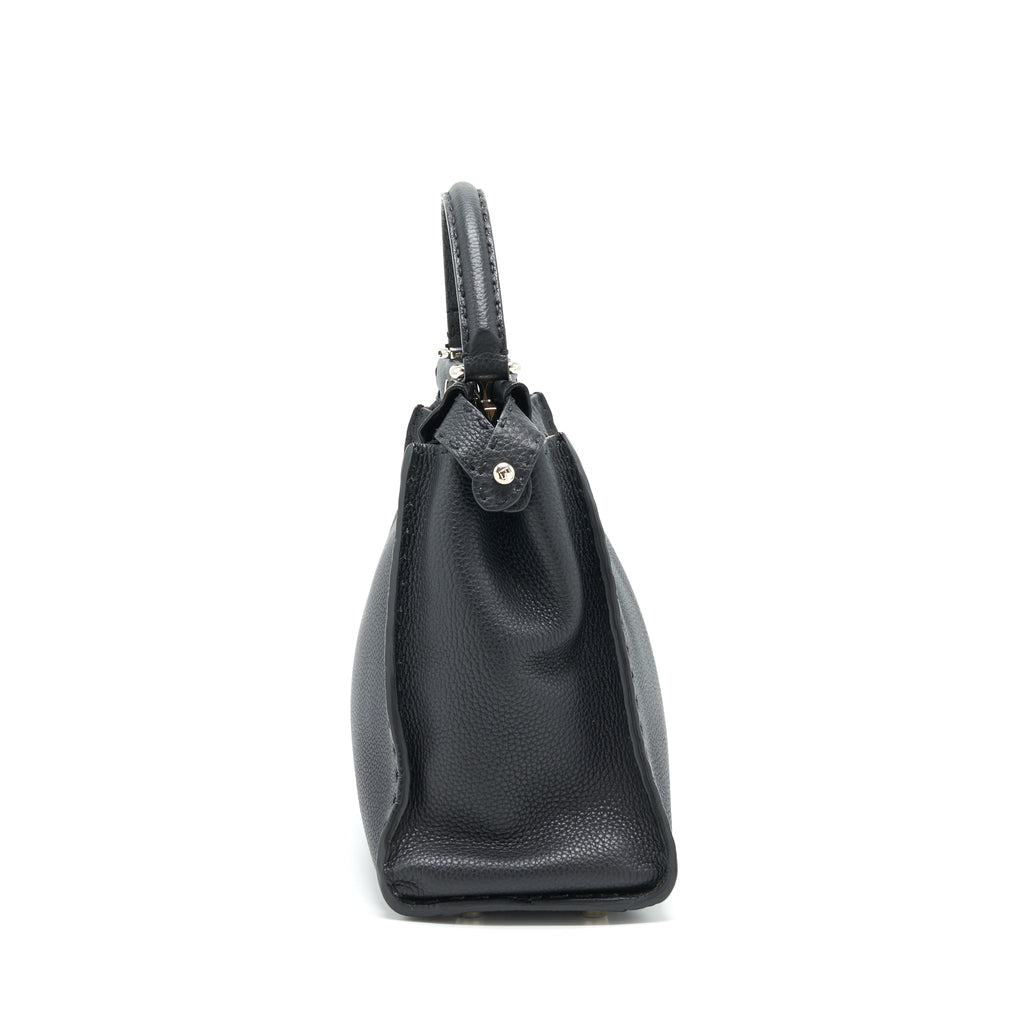 Fendi Peekaboo Tote Bag Grained Calfskin Black SHW