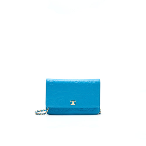 Chanel Camelia Wallet on Chain lambskin Blue GHW