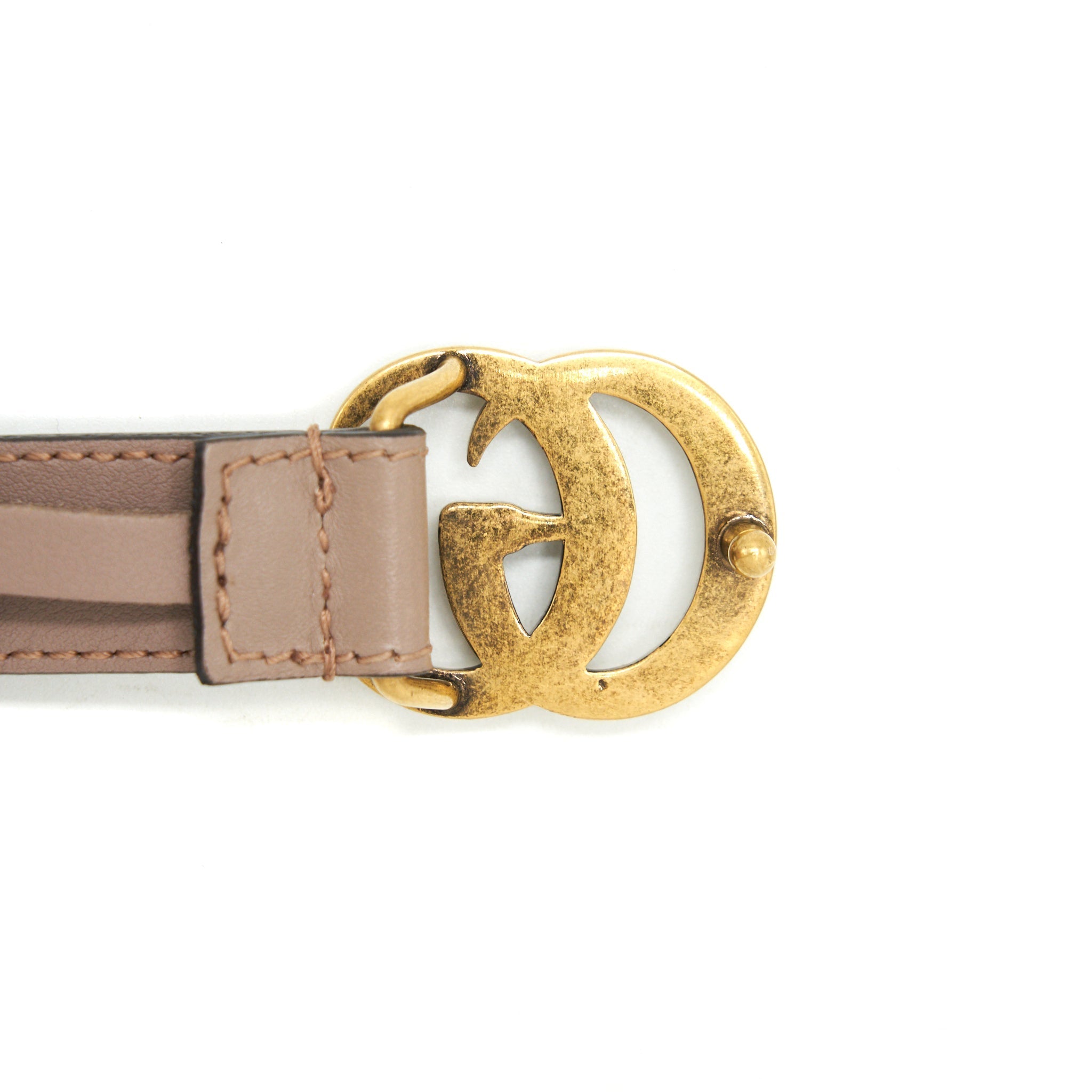 Gucci size85 Leather Belt with Pearl Double G bucket