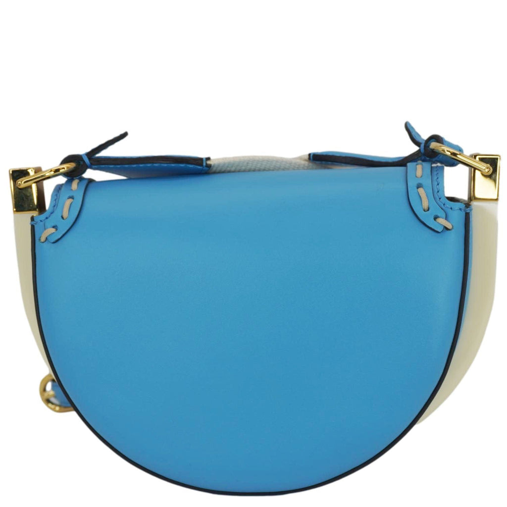 FENDI Moonlight Leather Crossbody Saddle Bag Blue