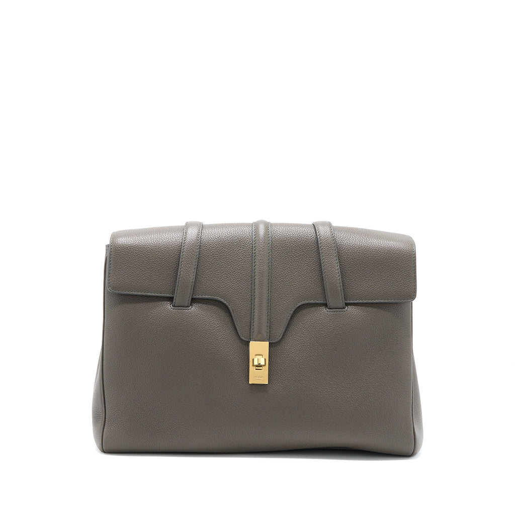 Celine Medium Soft 16 Bag Grained Calfskin Dark Grey
