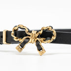 Chanel Size 75 Chain Belt with Bow Leather Black GHW