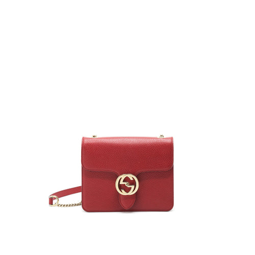 Gucci GG Interlocking Small Chain crossbody Bag Red with LGHW
