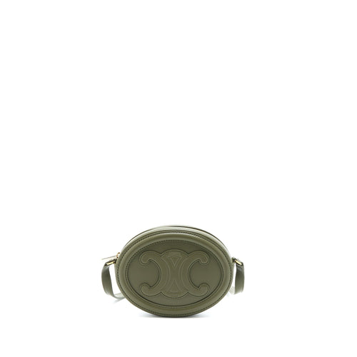 Celine Crossbody Oval Purse Calfskin Olive Green