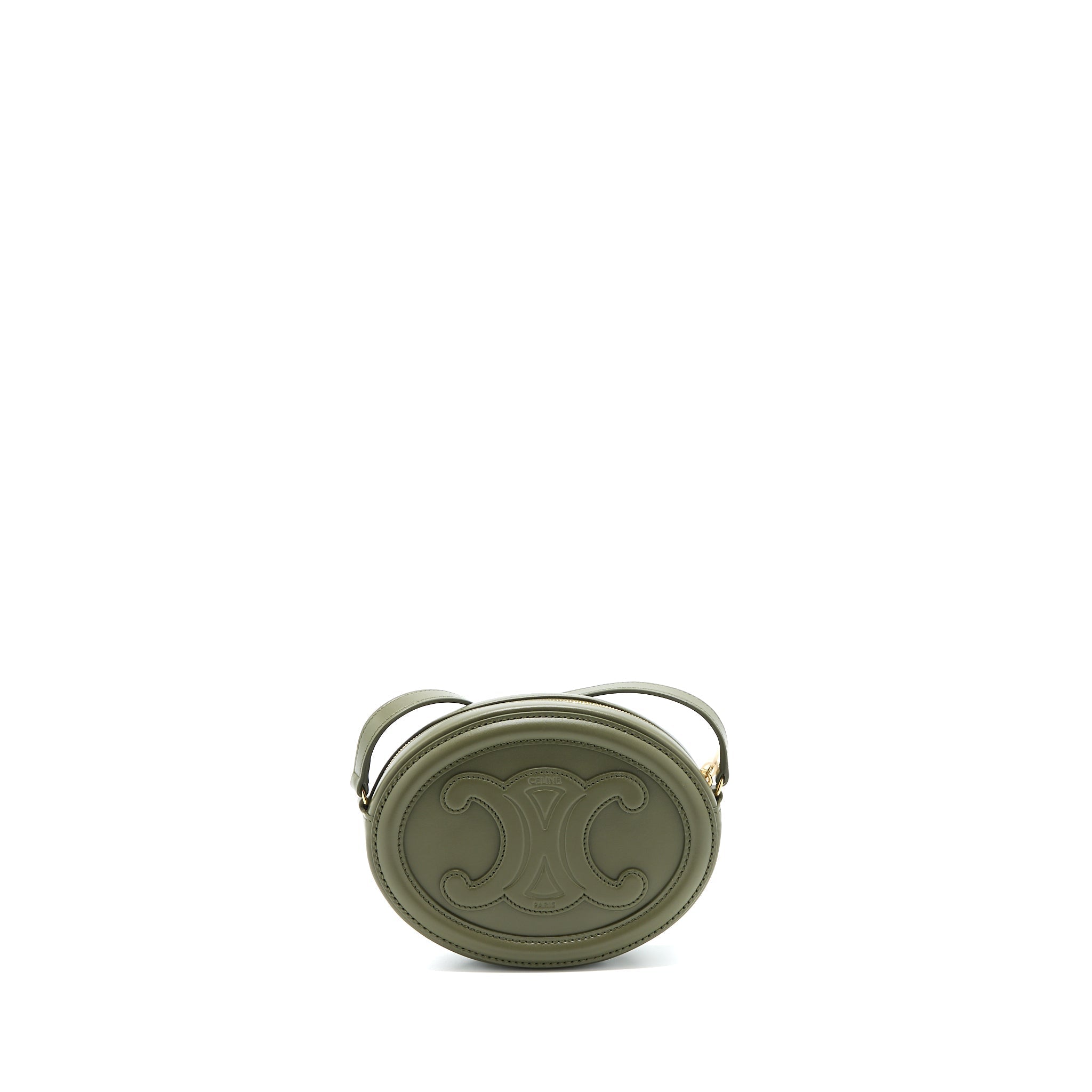 Celine Crossbody Oval Purse Calfskin Olive Green