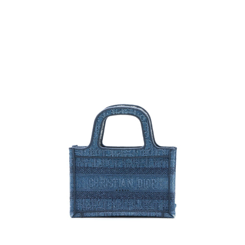 Dior Mini Book Tote Denim Blue Oblique