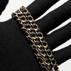 Chanel CC Leather Chain with Pearl Waist Chain Belt Black Light Gold Tone