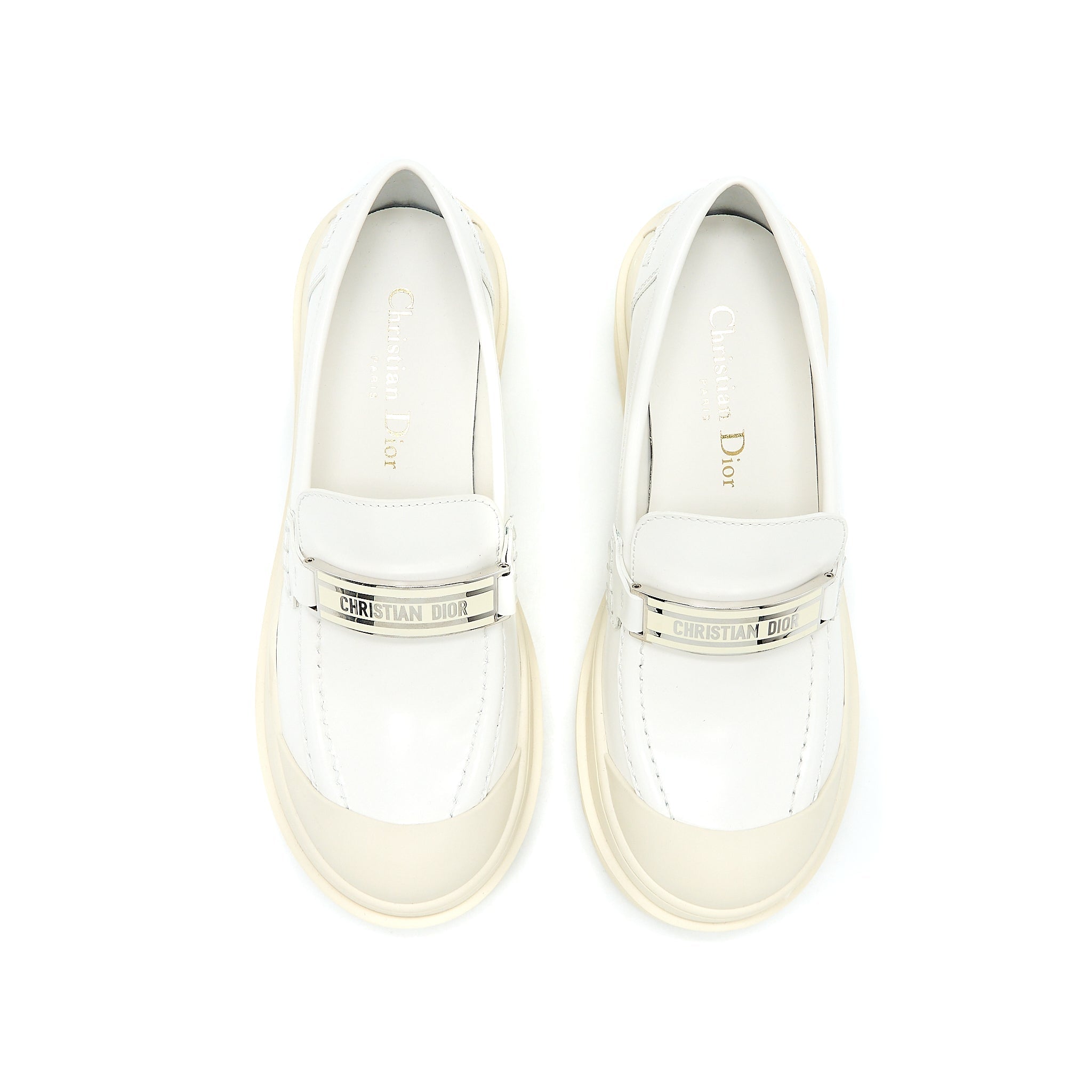 Christian Dior Size 36 Code Loafer Brushed Calfskin White SHW