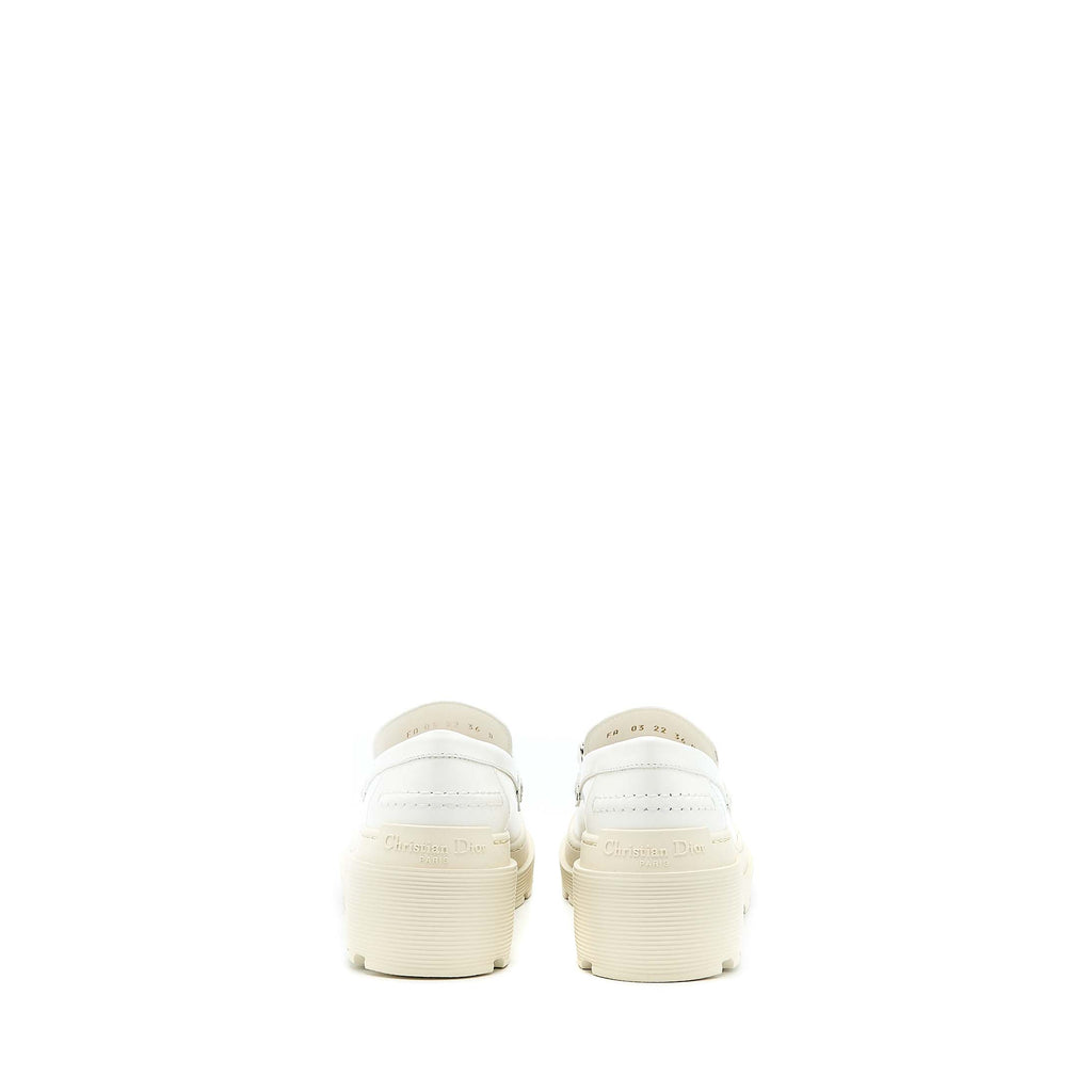 Christian Dior Size 36 Code Loafer Brushed Calfskin White SHW