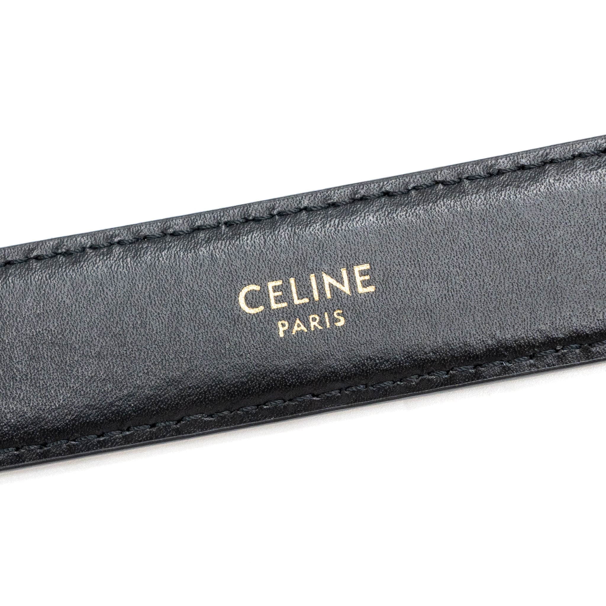 Celine Size 85 Triomphe Belt Smooth Calfskin Black