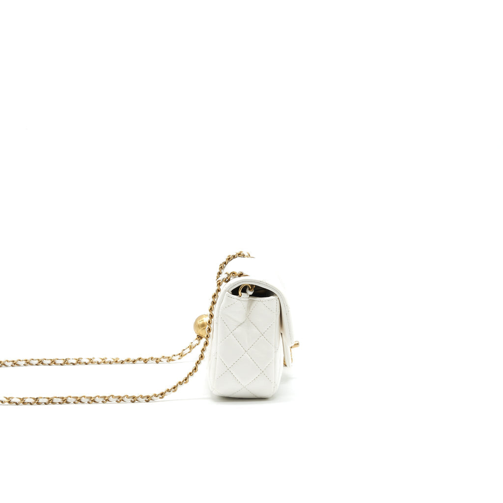 CHANEL PEARL CRUSH RECTANGULAR MINI FLAP BAG WHITE