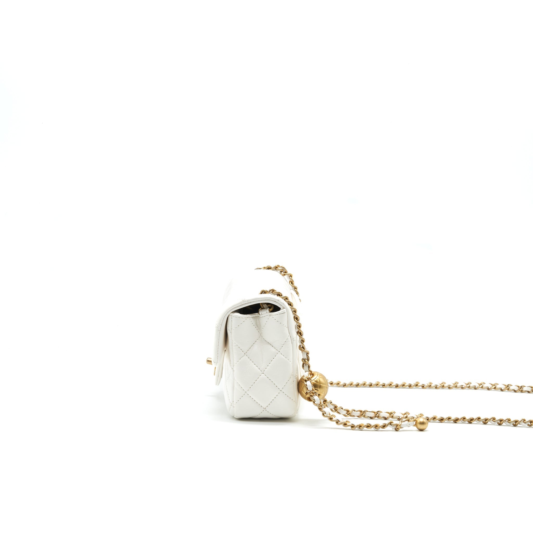 CHANEL PEARL CRUSH RECTANGULAR MINI FLAP BAG WHITE