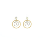 Chanel Giant CC Logo And Round Earrings Silver/Light Gold Tone