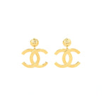 Chanel Giant CC Logo Earrings Gold Tone