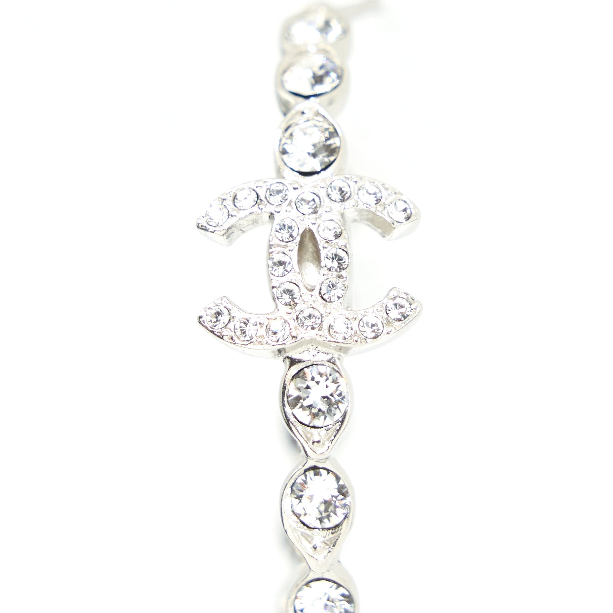 Chanel Round CC Earrings Crystal SHW