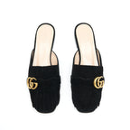 Gucci Size 38.5 GG Suede leather Mules Black
