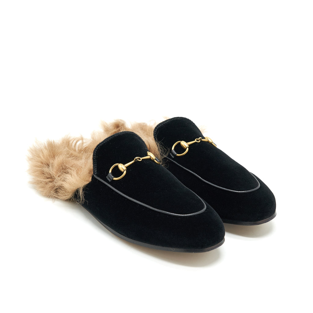Gucci Size 39.5 Velvet mules Fur Black
