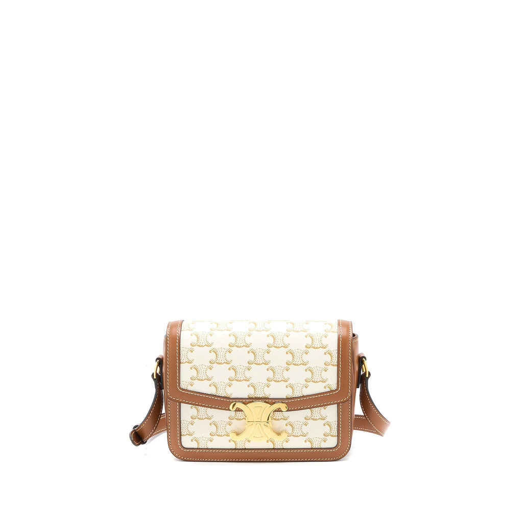 Celine Teen Triomphe Bag Triomphe Canvas/Calfskin White