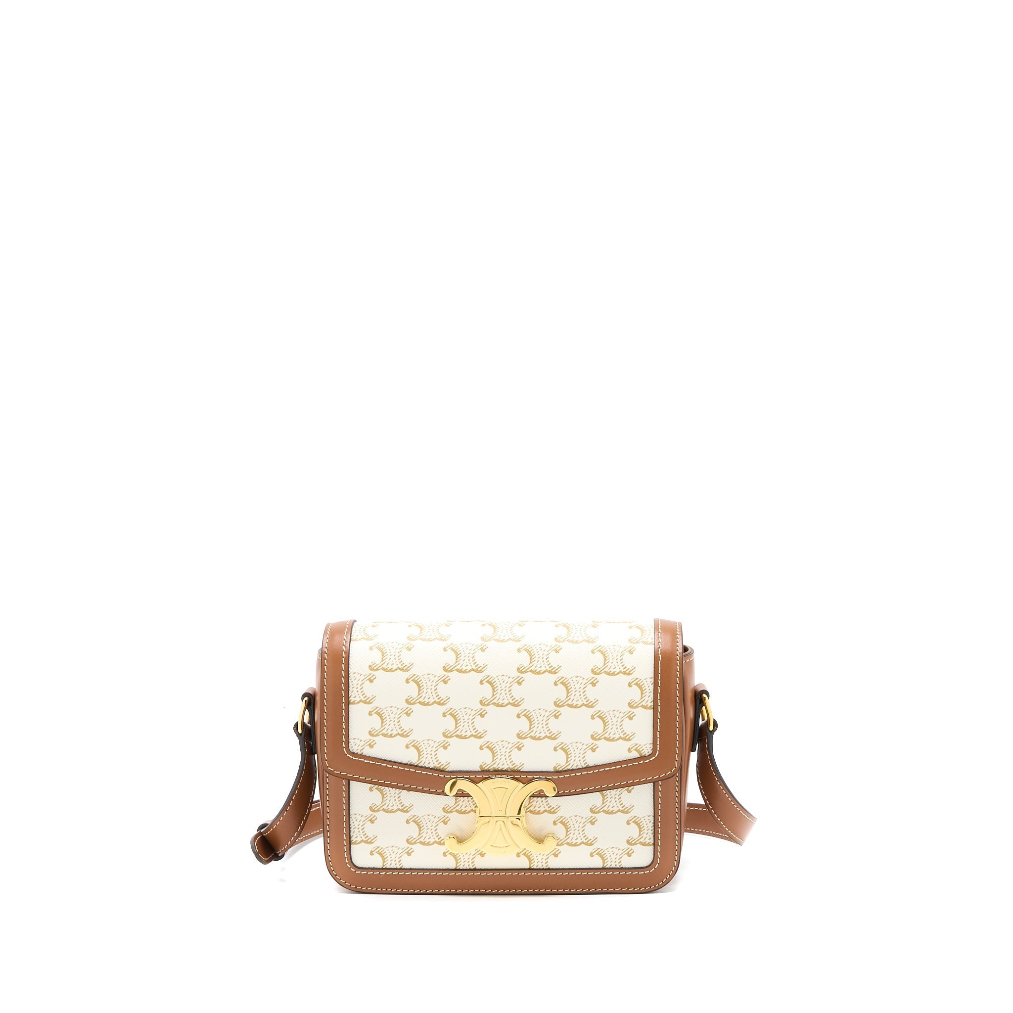 Celine Teen Triomphe Bag Triomphe Canvas/Calfskin White