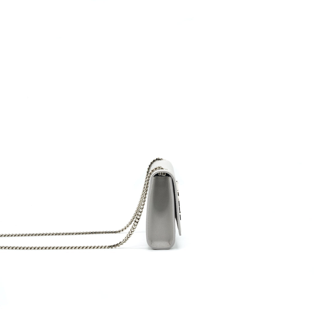 SAINT LAURENT SMALL KATE SMALL CHAIN BAG LIGHT GREY SHW