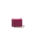 CHANEL MINI SQUARE CHEVRON RASPBERRY RED LAMBSKIN GHW