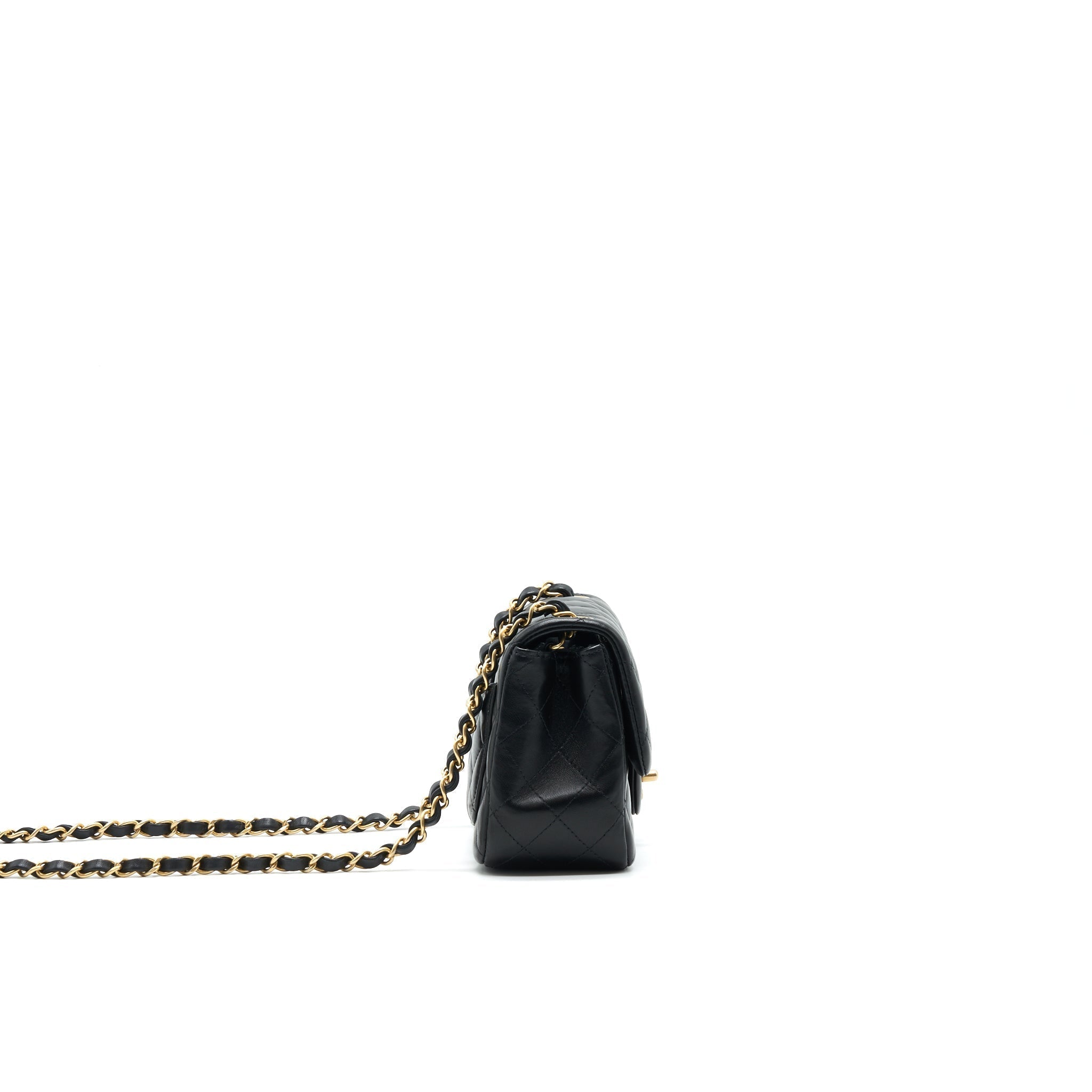CHANEL MINI SQUARE BLACK LAMBSKIN GHW