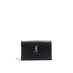 Saint Laurent Envelope Monogram Wallet on Chain in SHW
