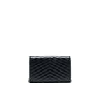 Saint Laurent Envelope Monogram Wallet on Chain in SHW