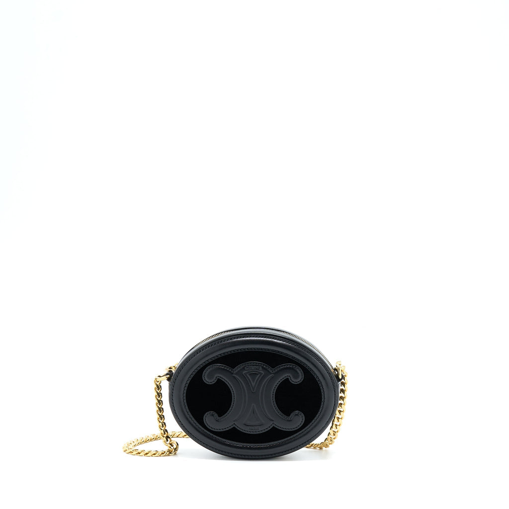 Celine Oval Bag Cuir Triomphe Calfskin/Velvet with Chain