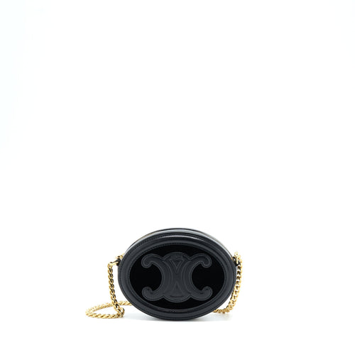 Celine Oval Bag Cuir Triomphe Calfskin/Velvet with Chain