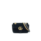 GUCCI VELVET MINI GG MARMONT BAG BLACK