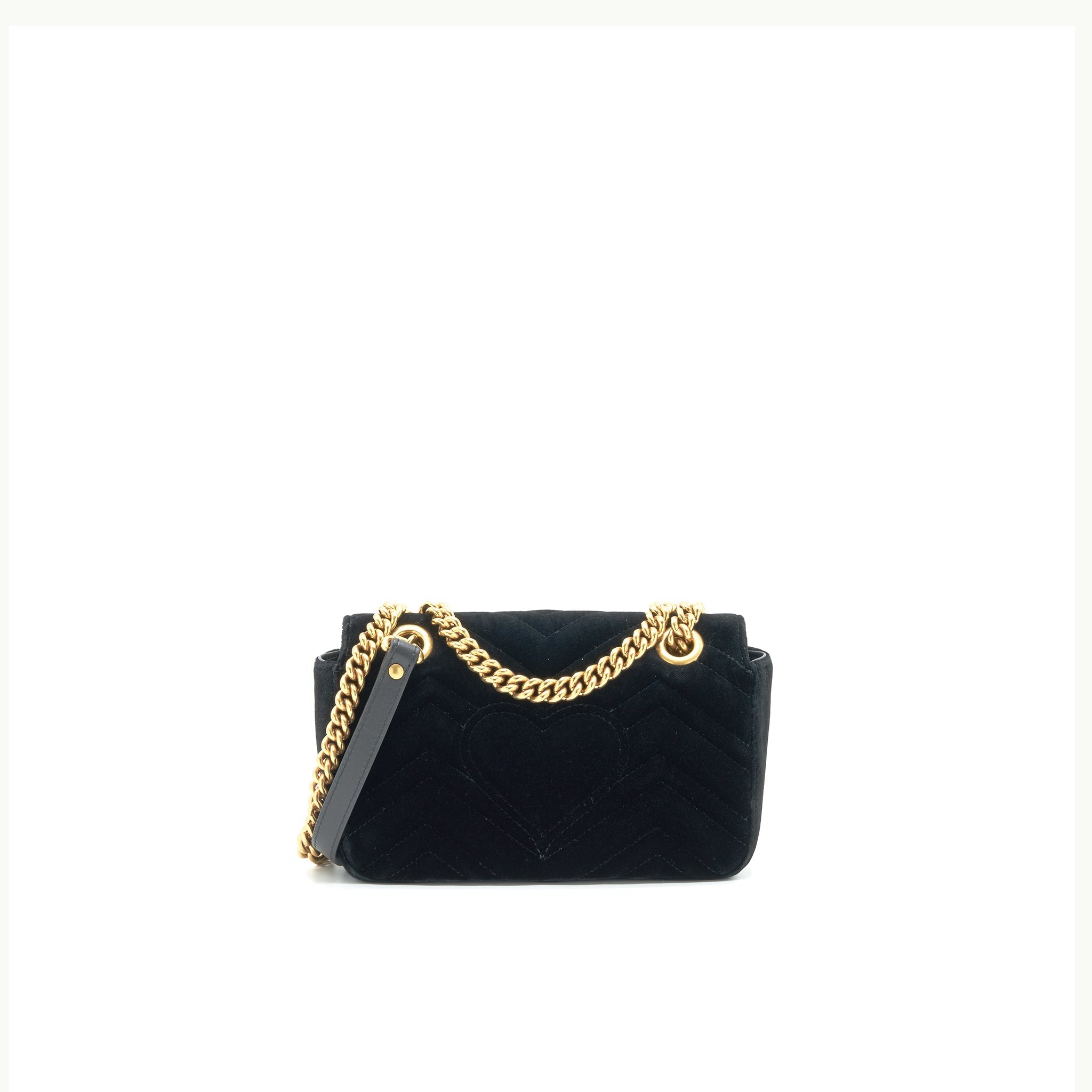 GUCCI VELVET MINI GG MARMONT BAG BLACK