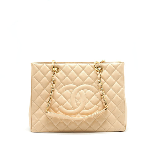 Chanel Grand Shopping Tote Bag Caviar Beige GHW Serial 16