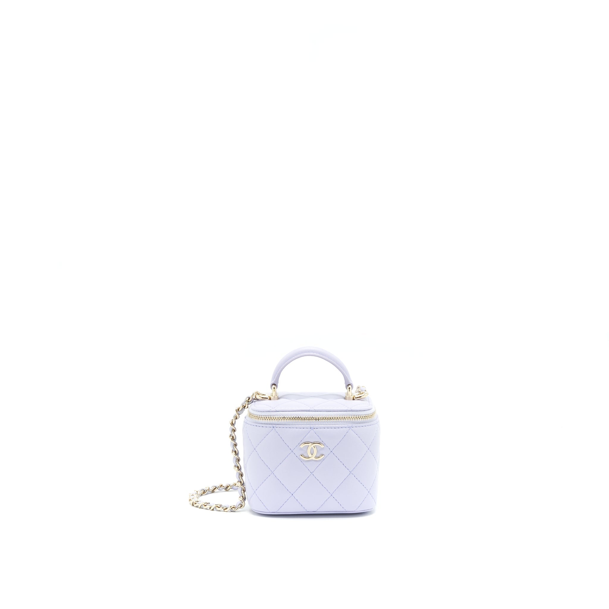 Chanel 21K Mini Top Handle Vanity With Chain Light Purple LGHW