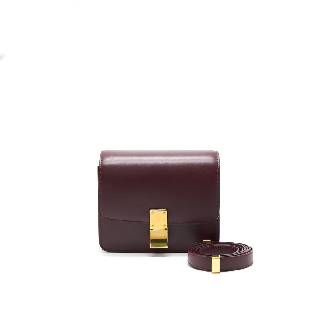 CELINE SMALL CLASSIC BAG IN BOX CALFSKIN BURGUNDY