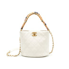 Chanel Bucket Bag With Chain Handle Caviar White GHW