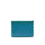 CHANEL QUILTED LEATHER CLUTCH BAG IN PATENT BLUE
