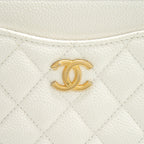 Chanel Seasonal Zippy Pouch Caviar White GHW