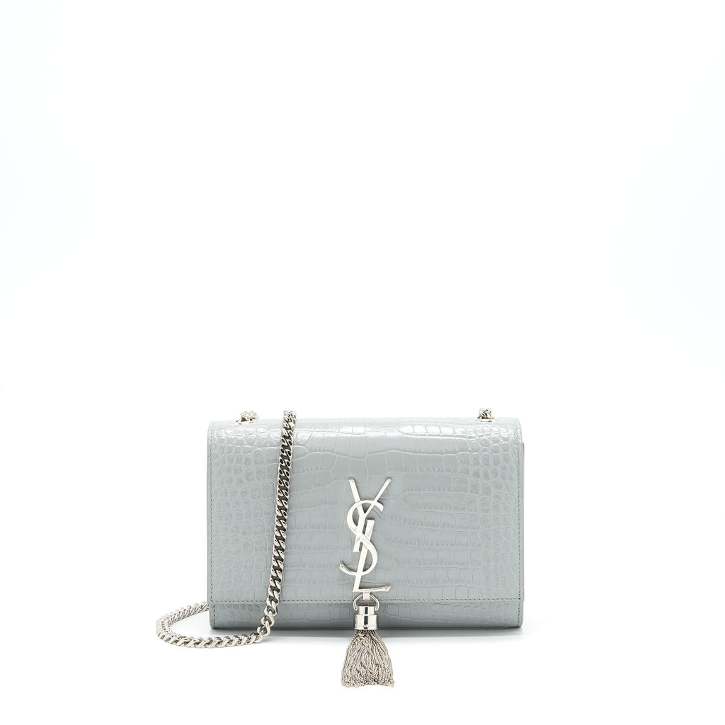 Saint Laurent/YSL Small Kate Bag Croc-Embossed with Tassel