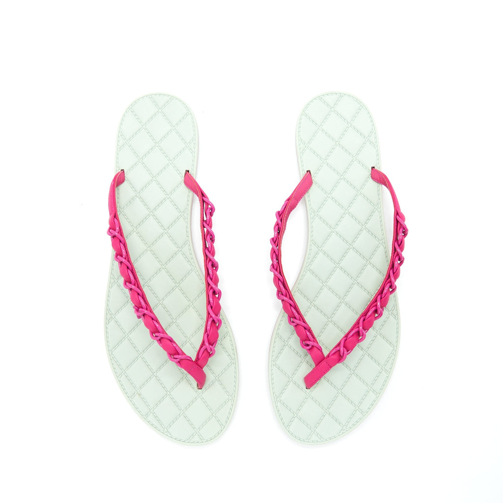 Chanel Size 38.5 Slipper Mint Green/ Pink