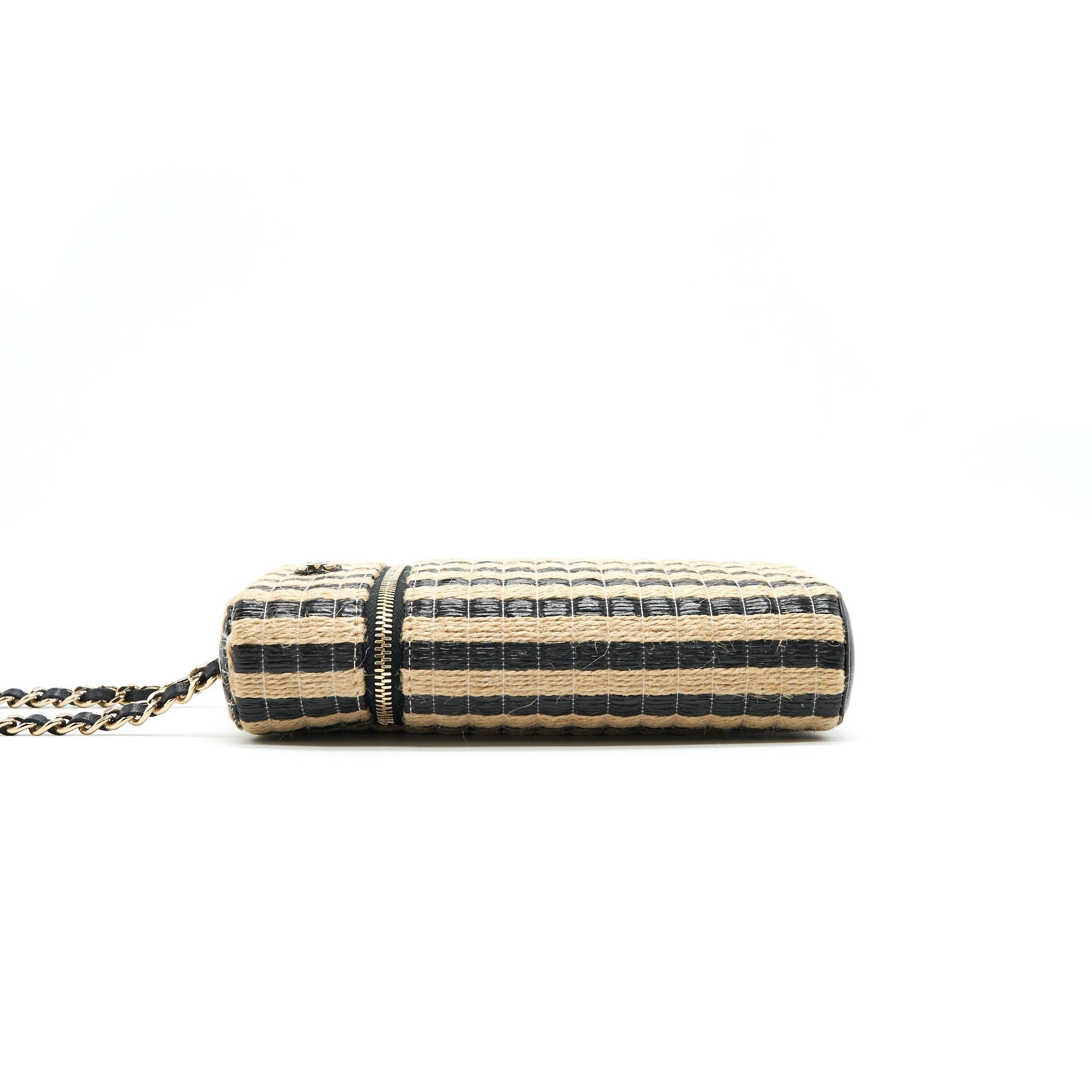 CHANEL VANITY PHONE HOLDER WITH CHAIN BLACK & BEIGE GHW