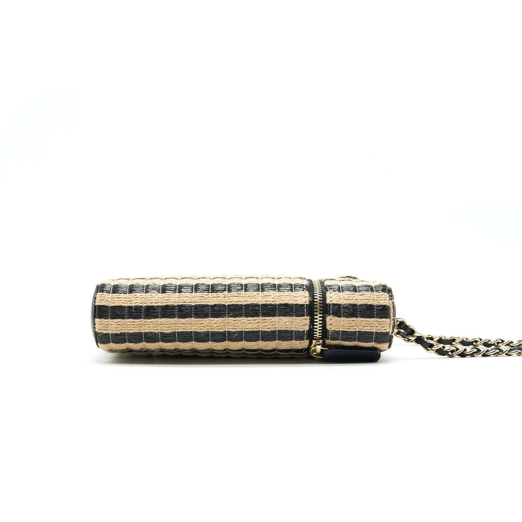 CHANEL VANITY PHONE HOLDER WITH CHAIN BLACK & BEIGE GHW