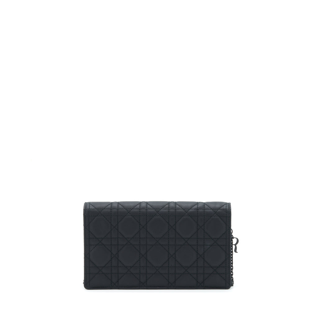 Dior Lady Dior Pouch Ultramatte Cannage Calfskin Black Hardware