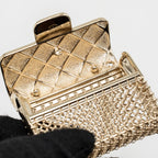 Chanel CC Flap Bag Pendant Long Necklace Pearl/Leather Light Gold Tone