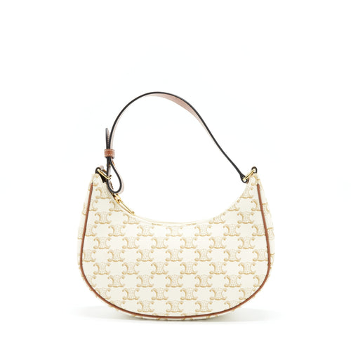 Celine Ava Bag Triomphe Canvas And Leather White