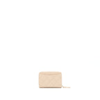Chanel 22C Zippy Card Holder Caviar Light Beige LGHW