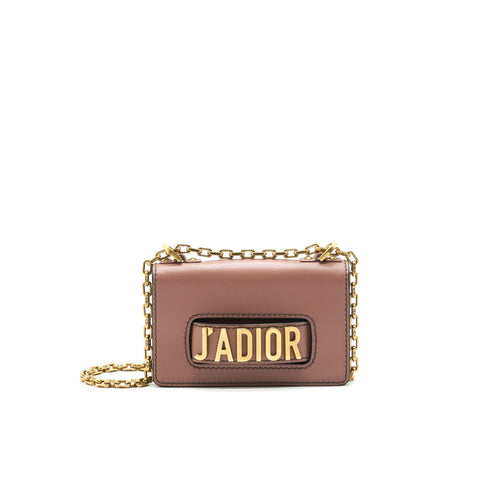 DIOR J'A DIOR MINI WALLET ON CHAIN PINK BEIGE GHW